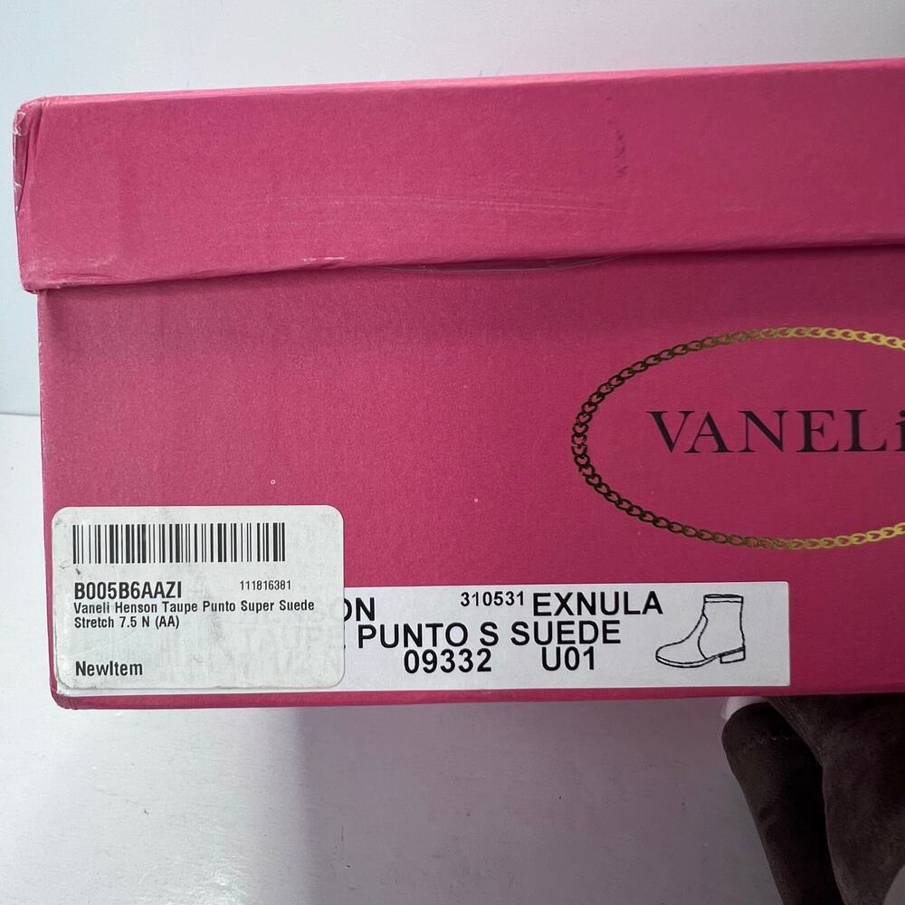 Vaneli Henson Super Suede Stretch Chunky Heel Boot Taupe Women's US 7.5N - Picture 11 of 11